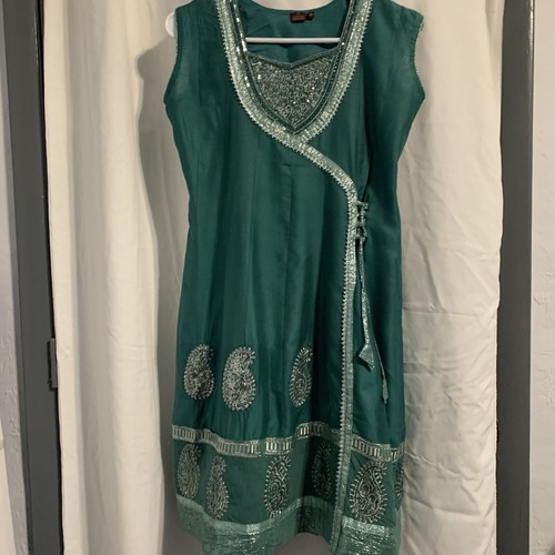 Teal and silver anarkali - teal,
