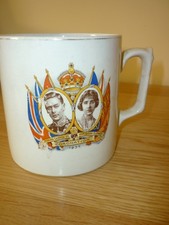 LARGE VINTAGE GEORGE VI & QUEEN ELIZABETH CORONATION MUG 1937: GOOD CONDITION
