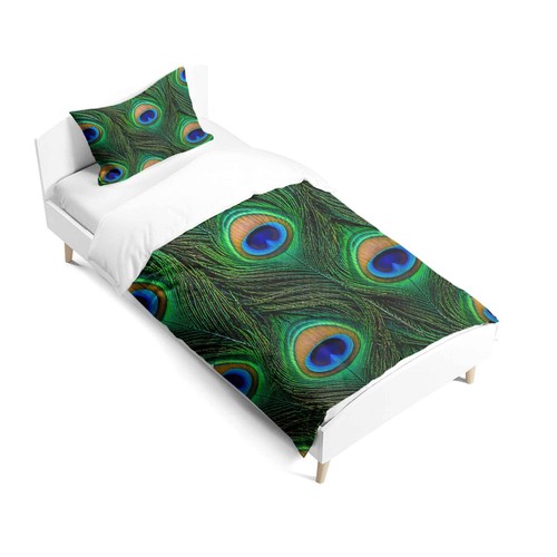 Peacock feather print cot - peacock,