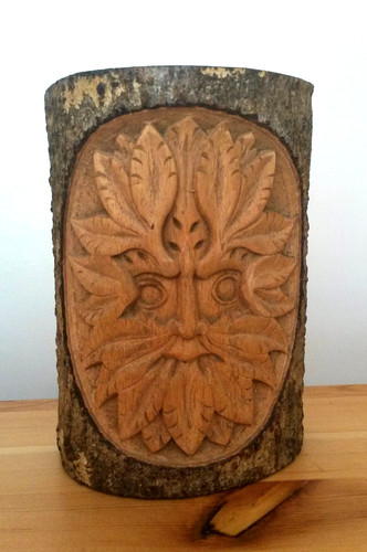 Wooden green man carved - wooden, 'green