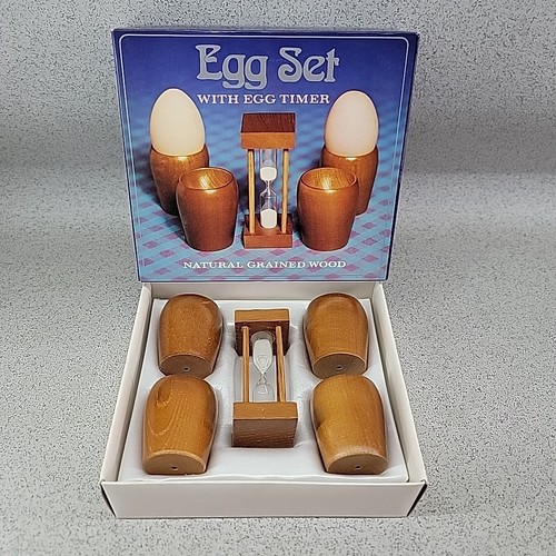 Teak egg cups - cups, set
