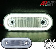 White Front Side 20 LED Marker Lights Oval X6 12V 24V Neon Trailer Truck Lorry