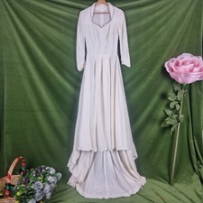 Vintage 1940s 1930s  Wedding Dress With Train Size 8