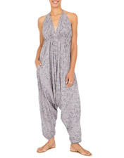 Halter Harem Jumpsuit in Grey Abstract Print - One Piece - One Size UK 8-16