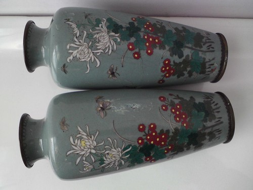 Pair japanese meiji enamel - japanese, on