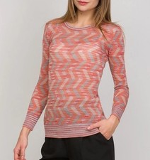 M MISSONI Pink Multi Long Sleeve Wool Blend Top Size 10 (s) genuine RRP £390 #N3
