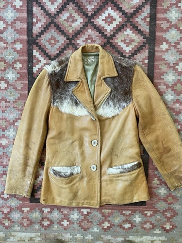 1940s buckskin hair leather - buckskin,