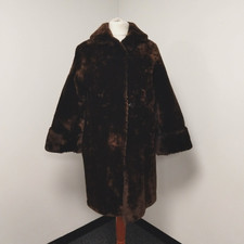 Vintage Pannofix Hungary Chocolate Brown Lambskin Fur Coat Beaver Lamb See Desc