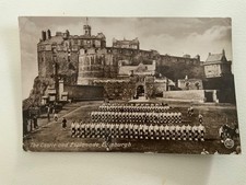 1923 Real Photo Postcard Highlanders outside the gates Edinburgh Castle.