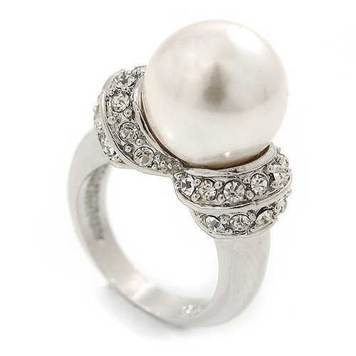 14mm white glass pearl - white,
