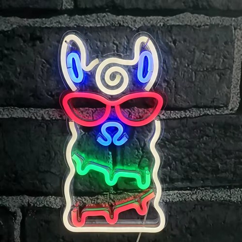 Neon led llama - alpaca, dolphin