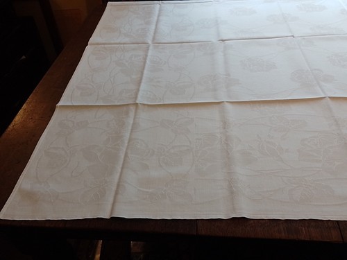 Vintage linen roses - vintage, pattern