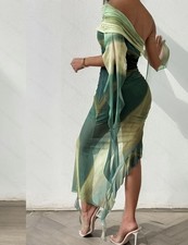 Green Multi Colour Stretch Dress Size M