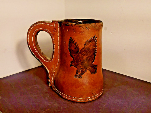 Leather tankard mug with - tankard,