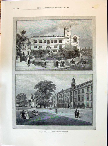 Old antique print 1896 school - antique,