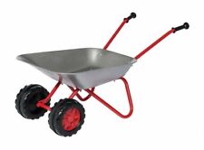 Rolly Kids Metal Wheelbarrow Silver Red Childrens Double Wheel Outdoor Activity