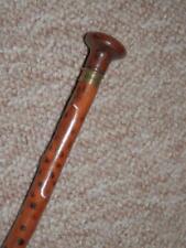 Antique Military Swagger Stick W/ Treen Top, Gold Collar & Spotted Holly? Shaft