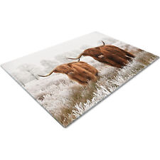 Glass Chopping Board Worktop Saver Kitchen Cutting Utensil 2 Highland Cows