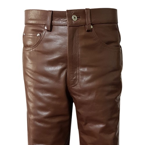 Mens real leather biker - real, jeans