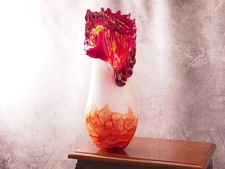 Murano Glass Vase Hen Design – Red-White – Vintage Italian Décor