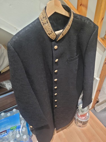 Full black custom kameez coat - black,