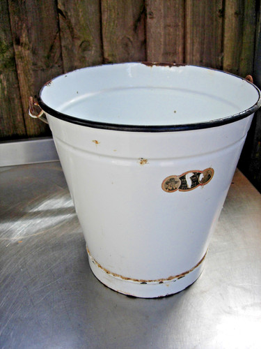Vintage white and black enamel - white,