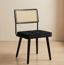 2 Black Dining Rattan Velvet