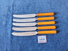 5x Thomas Turner & Co Butter Knives Stainless Steel Orange Handle 21cm #160