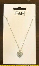 Necklace silver gem heart - gem, cute