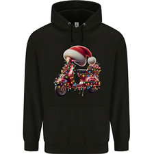 Christmas Scooter Xmas Hat MOD Moped Mens 80% Cotton Hoodie