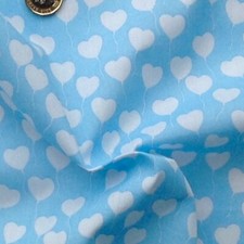 polycotton fabric quality craft material novelty hearts balloons blue