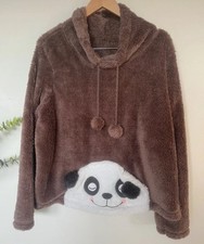 George Chocolate Brown FluffyTurtleneck Panda Pocket Jumper 16/18