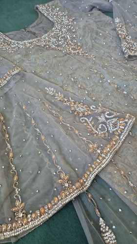 Grey gold pakistani party - grey/gold,