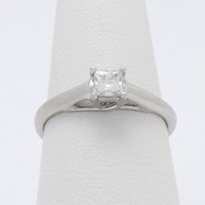 14k White Gold Platinum Princess Cut Solitaire Diamond Engagement Ring Tolkowsky