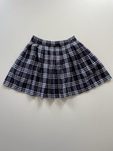 Navy white red plaid pleated - navy,