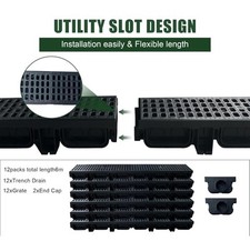 Channel Drain with Grating-12Pack 6Mtr A15 , Non-traffic(50Lx14Wx9.3D)cm