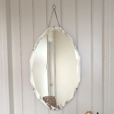 Mid Century Modern Oval Frameless Wall Mirror - Fabulously Faceted Bevelled Edge