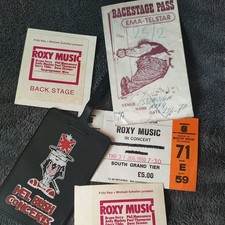 EARLY ROXY MUSIC  STAGE PASSES