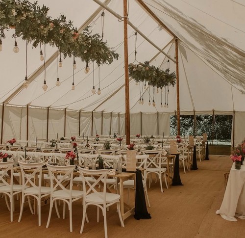 Wooden trestle tables with - wooden,