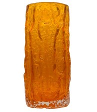 Whitefriars Geoffrey Baxter Textured Tangerine Orange Bark Vase Number 9691Large