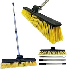 24″ Stiff Garden Broom with Handle Outdoor Yard Brush Sweeper
