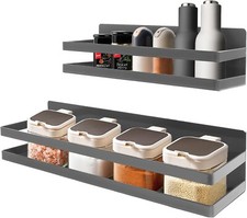 2PCS Magnetic Spice Rack Holder Metal Fridge Storage Shelf for Home and Kitchen