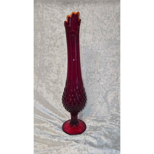 Fenton red hobnail swing vase - fenton,