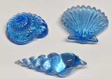 Set Of Three Small Glass Shell Ornaments – Turban, Scallop & Auger Shell Designs
