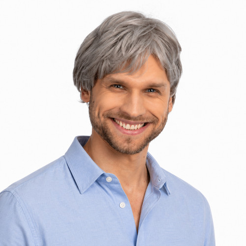 Mens grey short wig fancy - mens,