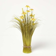 Artificial Yellow Daffodil & Wild Grass Meadow Flower Arrangement – 45cm Tall