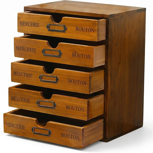 Vintage drawer wooden desk - 5-drawer,