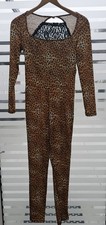 Leopard Print Catsuit Size 12- 14 Ears & Tale Included. Ideal For Fancy Dress.