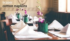 10x Cotton Napkins White Table