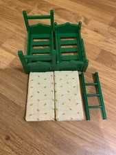 Sylvanian families  vintage green bunk beds complete stairs mattress immaculate